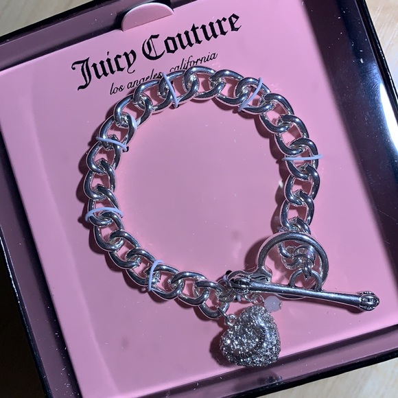 JUICY COUTURE Chunky Silver Heart Charm Bracelet